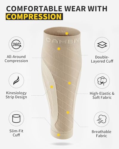 CAMBIVO Compression Socks 2 Pairs, Compression Socks Women Men, Compression Sleeves for Sports, Running, Cycling, Work, Flight