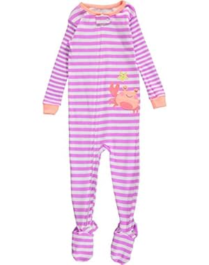 Baby Girls 1 Piece Snug Fit Cotton Footed Sleeper Pajamas (crab)