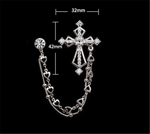 SIYWINA Men's Brooch British Wind Suit Cross Brooch Vintage Corsage - Thumbnail 3