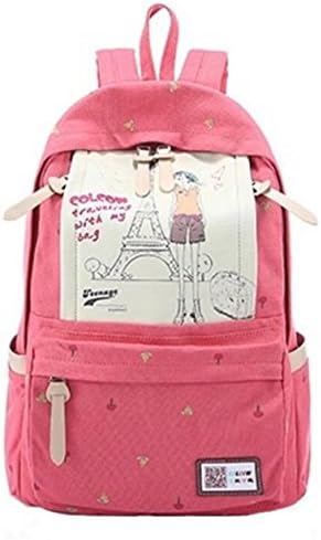 FXTXYMX 17 Inch Canvas Lightweight Backpacks Two-Toned Rucksack School Daypack Purse for Kids(Watermelon Red)