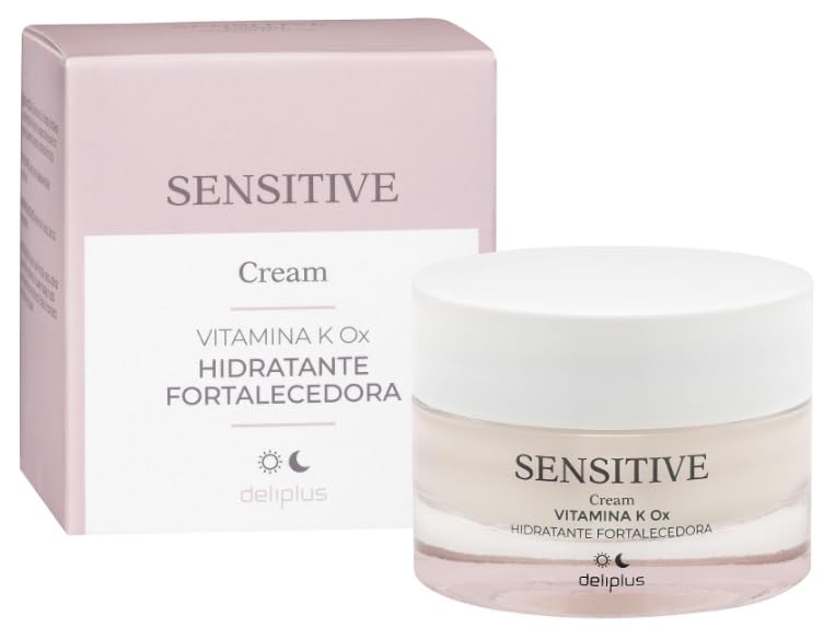 Deliplus Sensitive Face Cream 50 Ml. with Vitamin K Ox - Strengthening Moisturizer for Sensitive and Reactive Skin.