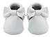 SAYOYO Baby White Bow Tassels Soft Sole Leather Infant Toddler Prewalker Shoes (6-12 Months, White)