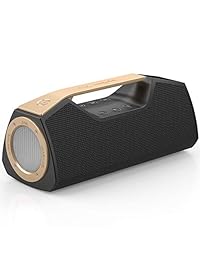 Wharfedale Altavoces inalámbricos Bluetooth 5000mAh Batería Banco de energía IPX7 portátil al aire libre A prueba de agua con graves potentes para tabletas y tabletas portátiles para iPhone Sonido estéreo claro, rango de 100 pies, negro