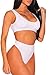 Pink Queen Women's Crop Top Scoop Neck High Waist Bikini Set Swimwear XL White