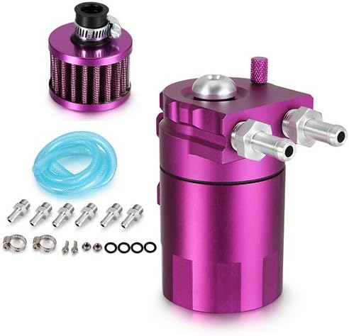 Oranges Auto Dual Chamber Universal Aluminum Filter Reservoir Breather Baffled Oil Catch Tank Purple
