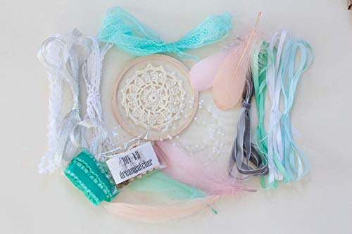DIY Dream catcher Kit - Make Your Own Craft Project Mint White Diam 5' ( 12.5 cm) Birthday Gift Bridal Shower Favor