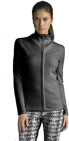 FOCUS 2000 Ladies Mock Neck Multi Cable Sweater Open Cardigan
