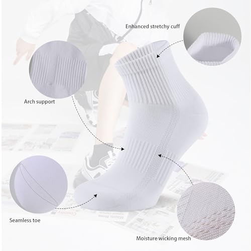 YORJOSOX Mens Sports Quarter Ankle Socks Trainer Running Athletic Socks for Men 9-12 6-9