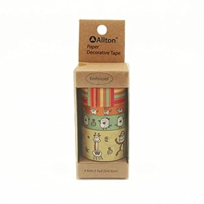 Mememall Fashion Pack of 4 Washi Tape Zoo Animals Monkey Elephant Stripes Birds Zebra Scrapboook