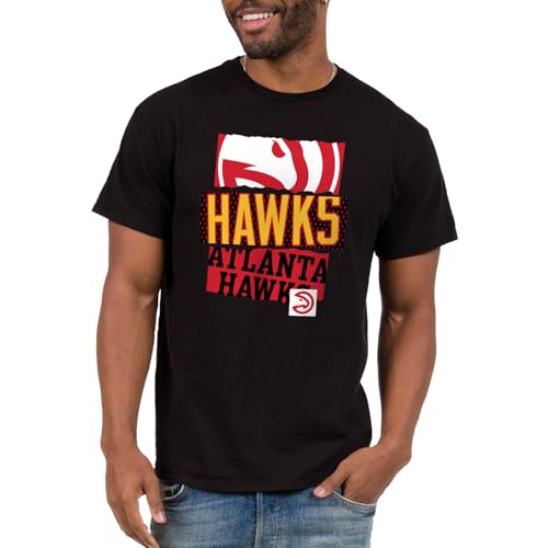 Junk Food NBA - Atlanta Hawks Ripped Logos Adult SS T-Shirt Black