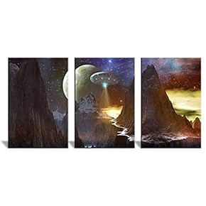 Canvas Wall Art Deep Space Universe Painting Artwork for Home Prints Framed - 16"x24" x 3 Panels