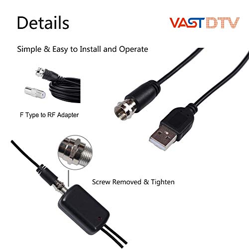 TV Antenna, [2019 Newest] Indoor Digital HDTV Amplified Antennas Freeview 4K 1080P HD VHF UHF for Local Channels 50-80 Miles Range with Amplifier Signal Amplifier Support All TV's-16.4ft/5M Coax Cable