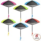 Yo-fobu 6 Pack Throwing Parachute Men Toss It Up and Watch Landing Outdoor Color Funny Free Flying Novelty Toys for Kids Parachute Games