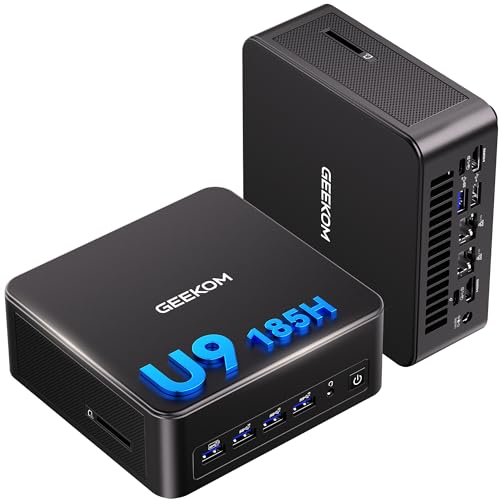 GEEKOM IT13MAX Mini AI PC with Intel Core Ultra 9 185H, Intel Arc 140T 99 Tops, DDR5 up to 128GB, M.2 PCIe 4.0 + SATA, WiFi 7, USB4, Dual LAN 2.5G, 4 8K Displays, High Performance Mini Computer