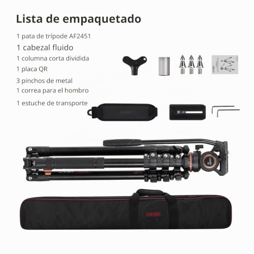 Cayer AF2451 Video Tripod, Aluminum Alloy Video Camera Tripod 74 Inch for Canon Nikon Sony Olympus Panasonic Digital SLR Camera