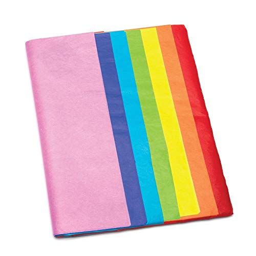 Baker Ross Rainbow Coloured Tissue Paper Sheets (Pack of 28) AW368, 7 Assorted Rainbow Colours for Arts and Crafts Activities