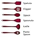 5+1 Piece Silicone Spatula Set in Red with Bonus Pasta Spoon by Polar Pantry - Spatula, Spoonula, Turner, Scraper and Ladle