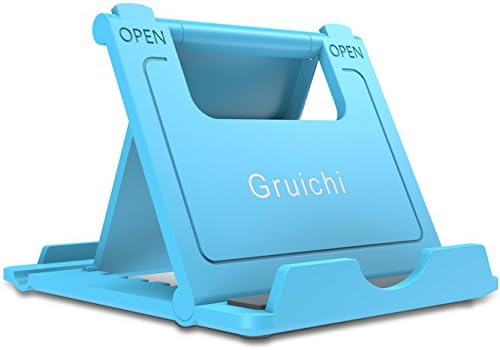 Adjustable Cell Phone Stand, Gruichi iPhone Stand for Desk Tablet Stand, Multi-Angle Desk Phone Dock Holder for iPhone 8 X 7 6 6S Plus Samsung S7/S6 Edge, Nexus, iPad, 6"-8" Tablet, E-Reader, Blue