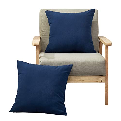 MoMA Decorative Throw Pillow Covers (Set of 2) - Linen Blend Pillow Cover Sham Cushion Cover - Throw Pillow Cover - Sofa Throw Pillow Cover - Square Decorative Pillowcase - Navy Blue - 18" x 18"