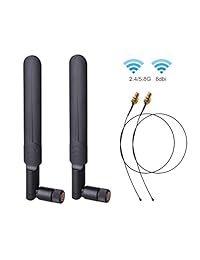 2 x 8dBi 2.4GHz 5GHz 5.8GHz Dual Band WiFi RP SMA Antena masculina + 2 x 35CM U.FL   IPEX a RP SMA Cable flexible hembra para tarjeta Mini PCIe Enrutadores inalámbricos PC Repetidor de escritorio FPV UAV Drone PS4 Construido