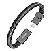 Auzev USB Charging Cable Bracelet Fashion Wrist Data Charger Cord Leather Cuff Band for iPhone iPad, iPod, Air Pods (Black, M（7.2"） primary