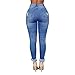 VICVIK Women Knee Skinny Denim Distressed Fashion Ripped Boyfriend Jeans (L)