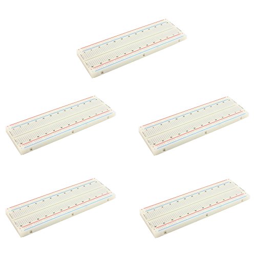Optimus Electric 5pcs Solderless Breadboard with 830 Points Pin Holes for DIY Electronic/Electrical Circuit Prototypes Laboratory Experiment Projects from
