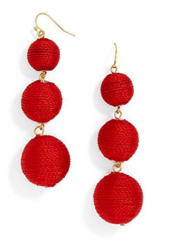 INMIX Girls Red Ball Dangle Earrings Thread Wrapped Beaded Ear Drop Soriee Earrings