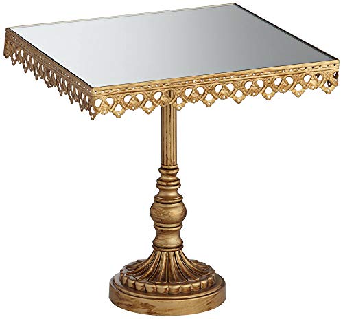 image for Dahlia Studios Elisa Antique Gold Square Cupcake Cake Stand Mirrored T
