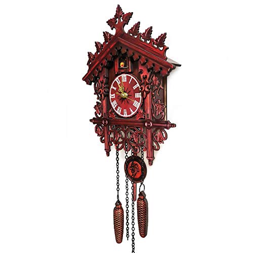 isilky Cuckoo Clock, Cuckoo Wall Clock, Roman Numerals, Black Forest, Wooden Cuckoo Clock, Black Forest, Hand-Carved Cuckoo Clock House Decoration(No Sound)