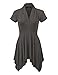 Made by Johnny MBJ WT1120 Womens Cross V Neck Short Sleeve Empire Line Panel Tunic Top XL Heather_Charcoal