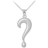 925 Sterling Silver Charm Question Mark Pendant Necklace