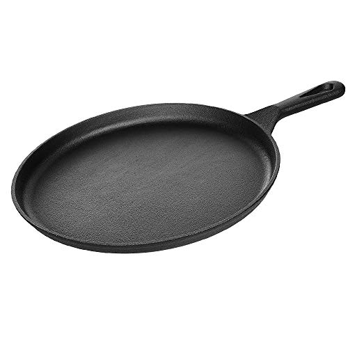 Kookantage Cast Iron Round Griddle 10.5" Pan - Pre-Seasoned Skillet with Handle Grip Grill or BBQ Hot Plate Pans - Thumbnail 6