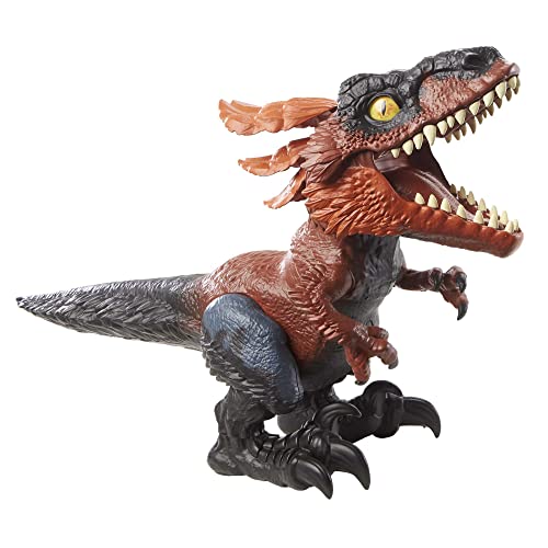 Jurassic World GYW89 - Ein neues Zeitalter – Uncaged Rowdy Roars Pyroraptor Dinosaurier-Actionfigur, Spielzeuggeschenk mit interaktiven Bewegungen und Geräuschreaktion auf Berührung,Multicolor