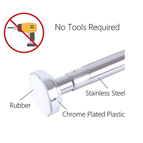 Zengest Shower Curtain Rod with Curtain Hooks, Curtain Rods for Windows and Shower 42 to 76 Inches, 12 Pack Shower Curtain Hooks/Ring
