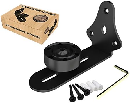 Barn Door Floor Guides Stay Roller - Black Steel Wall Mount - One Of A Kind - Flush To Floor Bottom Bracket - Fully Adjustable - No Hassle Installation