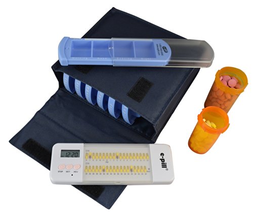 e-Pill 4 Times a Day x 7 Day Large Weekly Pill Organizer, Vitamin and Medicine Pill Box - with Discreet Case and Pill Reminder