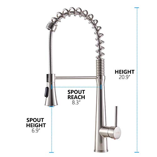 Hotis Stainless Steel Single Lever Handle Pull Down Sprayer Kitchen Faucet, Kitchen Faucets Brushed Nickel Finish