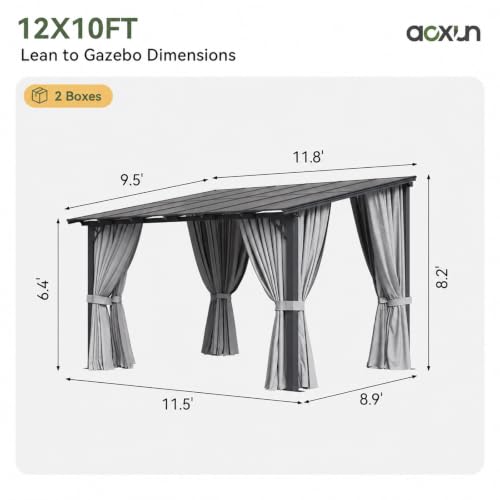 Aoxun 12x10FT Wall-Mounted Pergola Review: Lean-To Gazebo with Curtains & Netting image 16