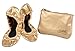Sidekicks Foldable Ballet Flats Shoes w/ Carrying Case GOLD LARGE