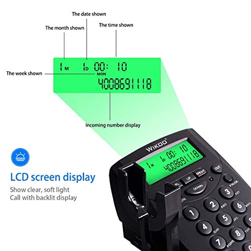 Wikoo Call Center Dialpad,Black Corded Dialpad with Mute Function with Caller ID Receiver and Monaural Headset Noise Canceling Microphone for Home & Business(R6)
