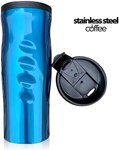 Stainless Steel Coffee tumbler - double wall insulated coffee travel mugs with screw lids - 16 ounce, ultralite, brilliant blue