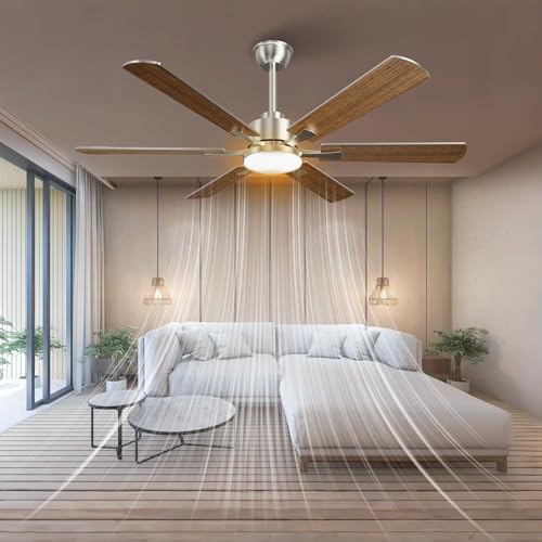 Ventilador de Teto Silencioso com Controle Remoto, 127V/220V, 132.08cm, 3 Cores, 6 Velocidades e Função Reversa