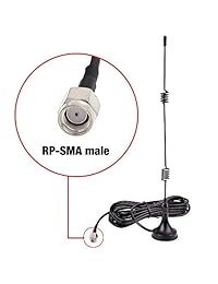 Lonnky 7dBi WiFi Cable de Extensión de Antena para Sistema de Seguridad NVR y Cámaras de Seguridad IP Wi-Fi inalámbrico, con Base Magnética y Macho a Hembra, 1PC, Negro