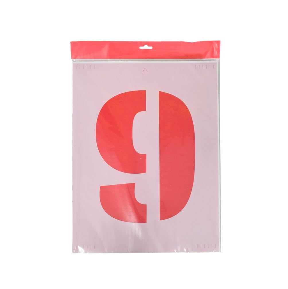 0-9 Number Stencil Kit - 250mm Character Height, Flexible Scratch-Resistant Polyester, Spacer Marks for Easy Alignment, Reusable for Signage, Craft & DIY Projects
