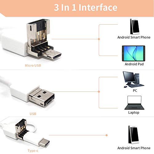 Upgrade Portable Ear Cleaning Endoscope, 3 in 1 Multifunctional Visual Digital Ear Cleaner Camera Earwax Remover Tool Kits Compatible with Android Smart Phones Windows & MAC System (Gold)