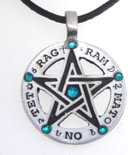 Trilogy Jewelry Pewter Pentagram Tetragrammaton Runes Pendant with 6 Swarovski Crystal for Birthday on Leather Necklace
