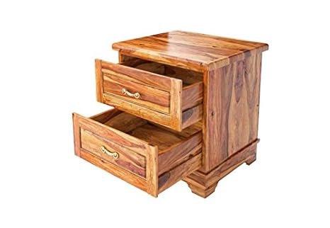 SunCity India Top Solid Wood Nightstand with Drawer