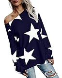 StyleDome Women's Pullover Blouse Long Sleeve Printed Loose Vintage Patchwork Shirt
