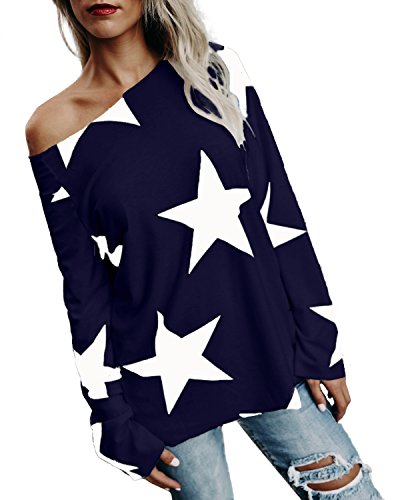 StyleDome Women's Pullover Blouse Long Sleeve Printed Loose Vintage Patchwork Shirt